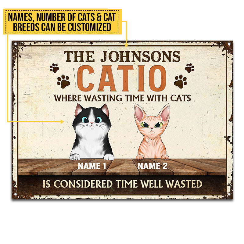 Welcome To Our Catio, Catio Decor, Cat Enclosure Decor, Cat Lover Gift, Custom Classic Metal Signs