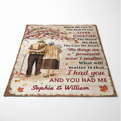 Family Old Couple Husband Wife When We Get Fall Leaves Custom Blanket