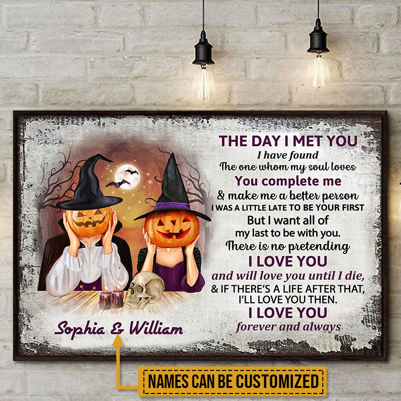 Witch Couple Husband Wife The Day I Met Halloween Couple Gift Custom Poster, Anniversary, Halloween Decor, Wall Pictures, Wall Art, Wall Decor