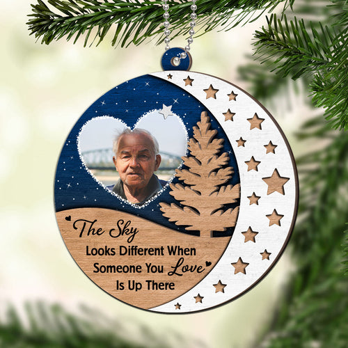 The Sky Looks Different Someone You Love Up There Memorial Christmas Personalized 2-Layer Wooden Ornament
