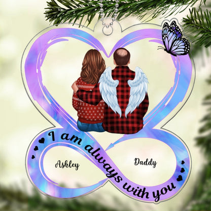 Heart Infinity Family Memorial Sitting Back View Personalized Acrylic Ornament