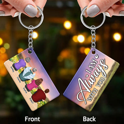 Always With You Memorial Remembrance Keepsake Flower Field Sunset Personalized Acrylic Keychain
