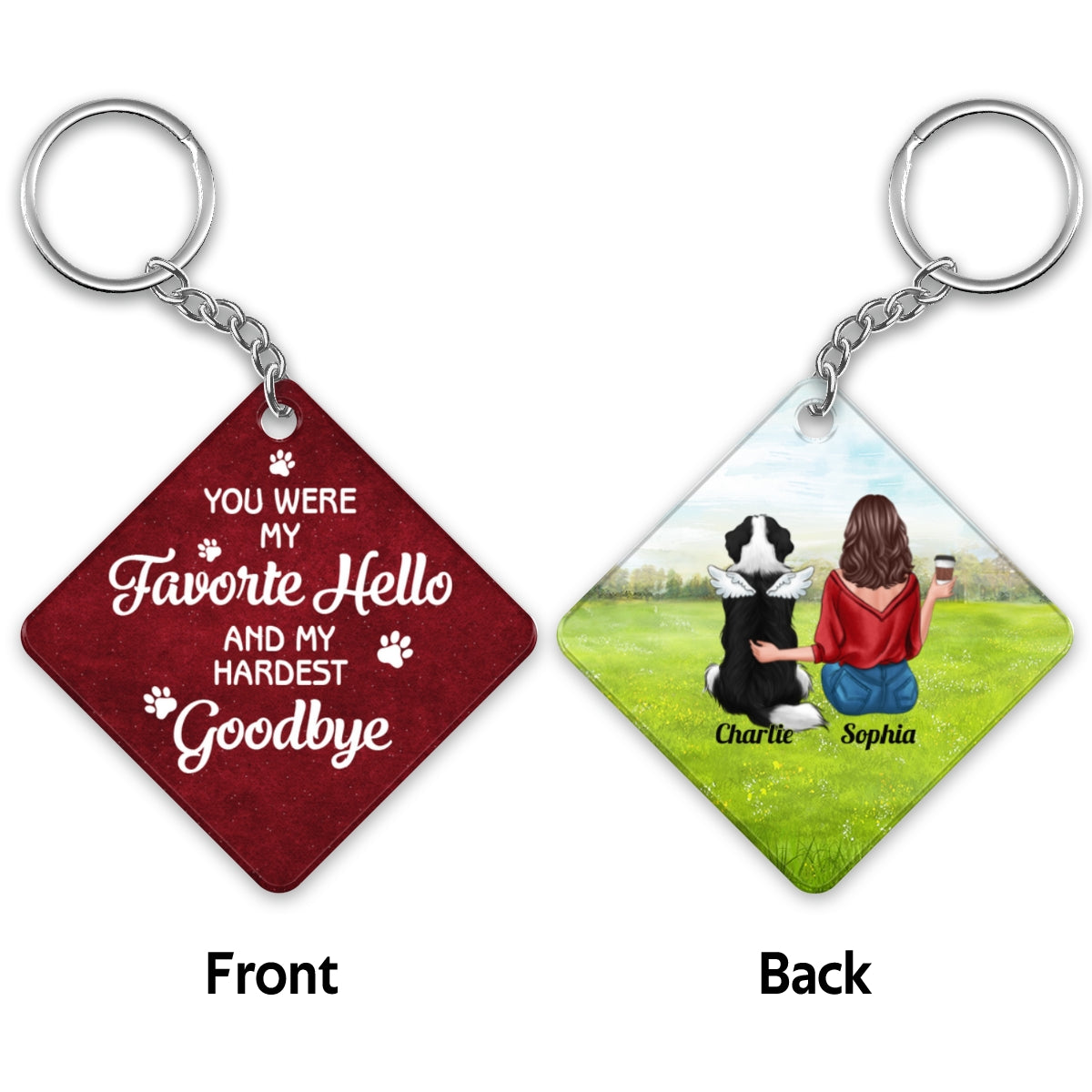 My Favorite Hello My Hardest Goodbye Dog Memorial Personalized Acrylic Keychain