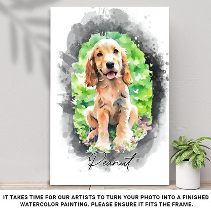 Watercolor Pet Portrait Using Photo Personalized Canvas Print, Gift For Pet Owners, New Pet Gift, Pet Memorial Gift