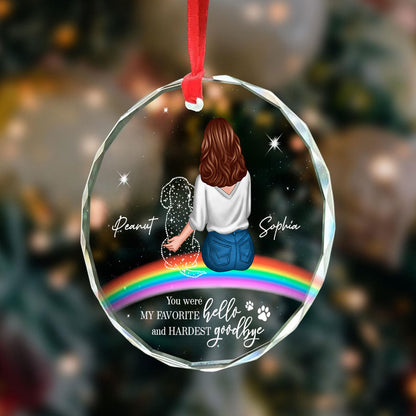 Rainbow Bridge Dog Memorial Pet Loss Keepsake Personalized Glass Ornament
