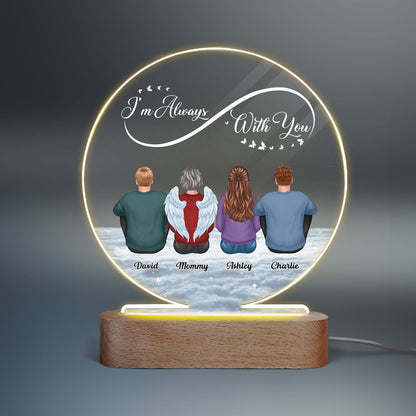 Infinity Always With You Family Memorial Remembrance Keepsake Personalized Circle Acrylic Plaque LED Lamp Night Light