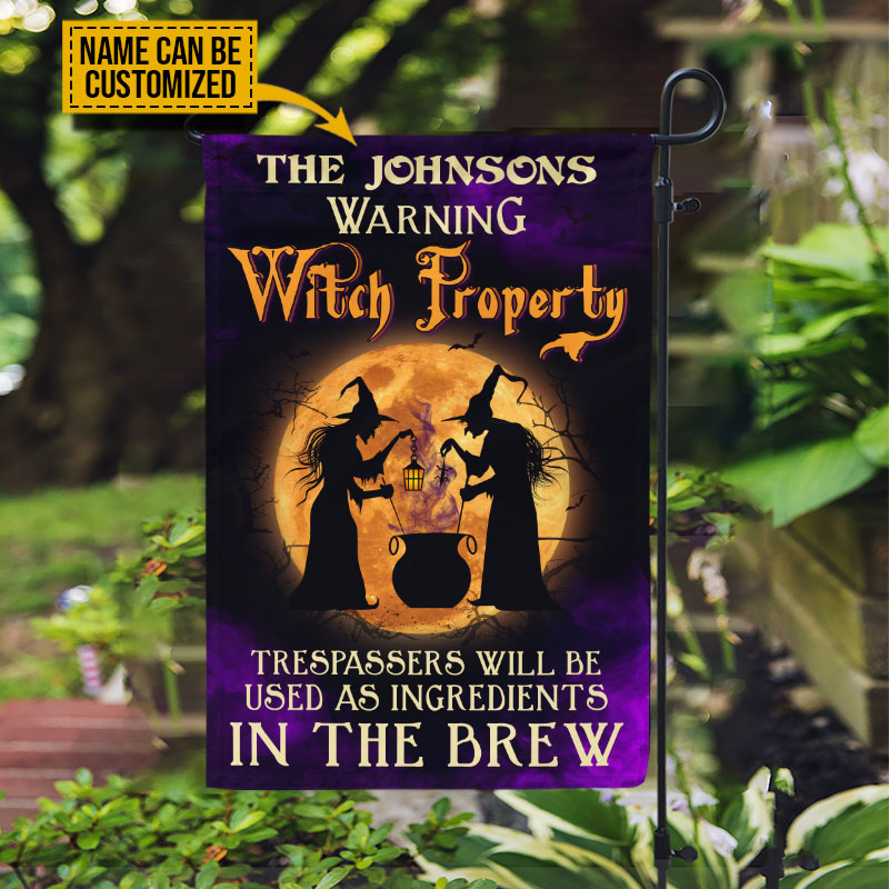 Warning Witch Property Custom Flag, Halloween Outdoor Decoration, Witch Decoration, Halloween Garden