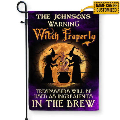 Warning Witch Property Custom Flag, Halloween Outdoor Decoration, Witch Decoration, Halloween Garden