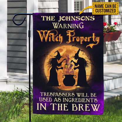 Warning Witch Property Custom Flag, Halloween Outdoor Decoration, Witch Decoration, Halloween Garden