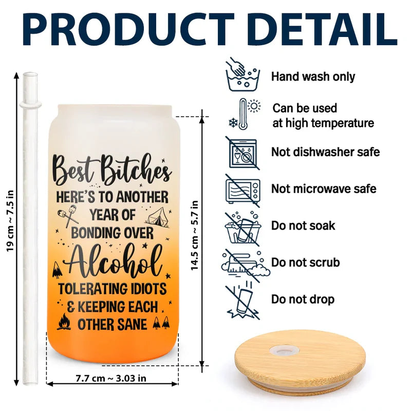 Warning The Girls Are Drinking Again Camping - Personalized Ombre Frosted Glass Can