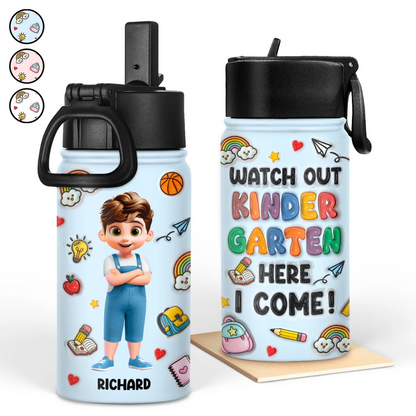 Watch Out Kindergarten Here I Come - Personalized Kids Water Bottle