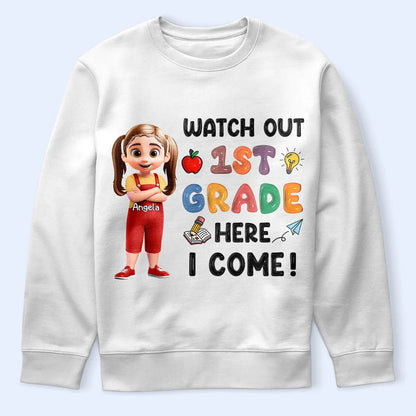 Watch Out Kindergarten Here I Come 3D Effect Kid - Personalized T Shirt
