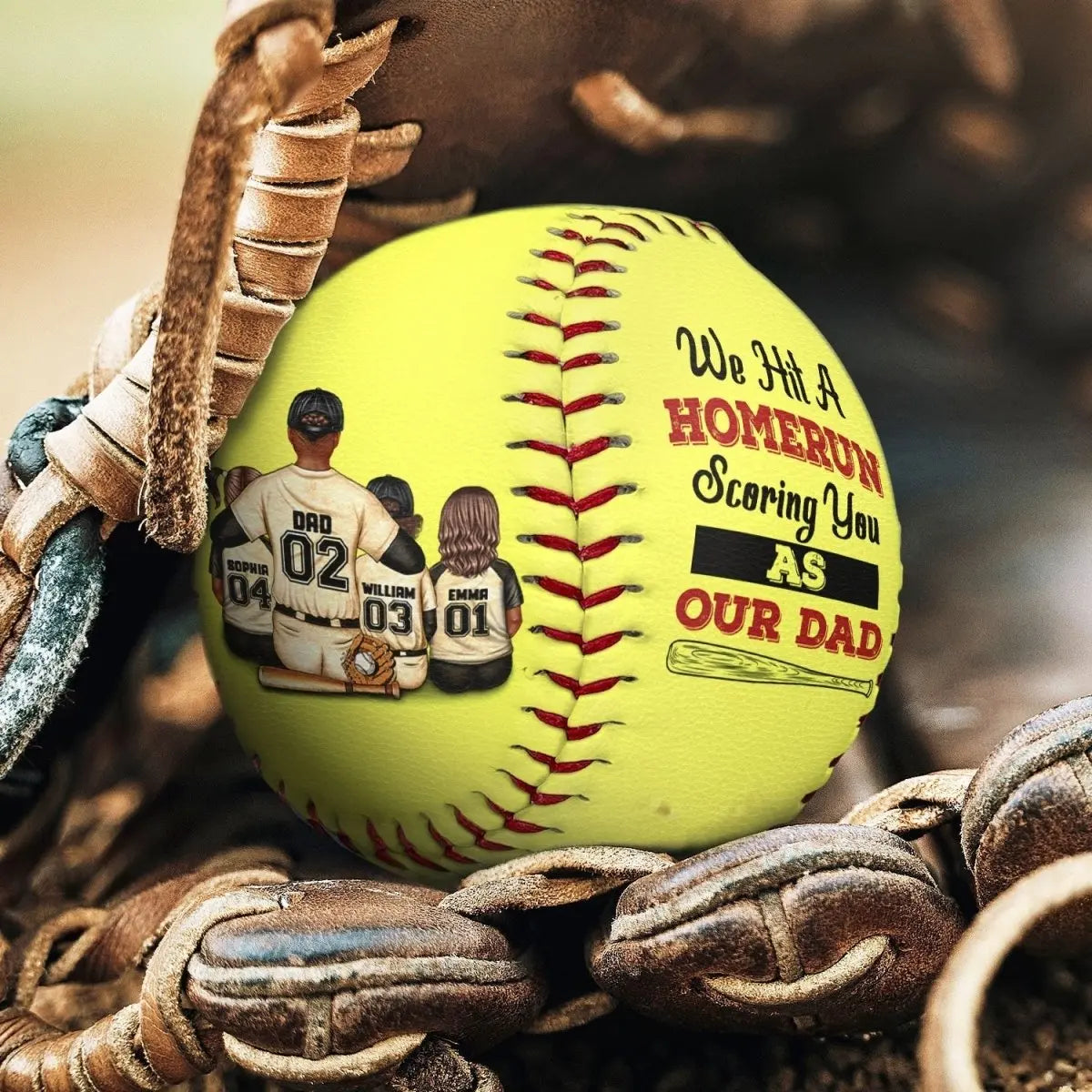 We Hit A Homerun Scoring You As Our Dad - Personalized Baseball, Softball Baseball The Next Custom Gift