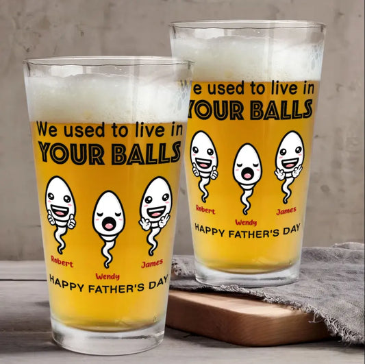 We Used To Live In Your Balls - Personalized Beer Glass Beer Glass The Next Custom Gift