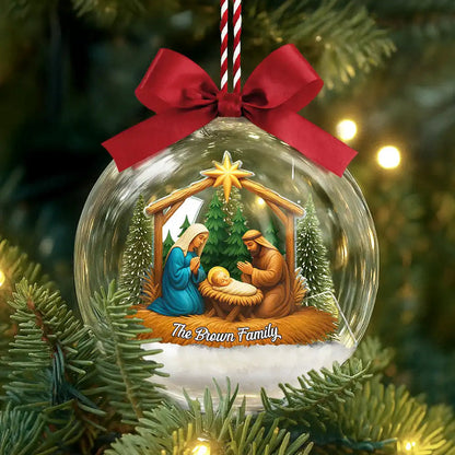 We Believe Nativity Family - Personalized 3D Acrylic Ball Ornament