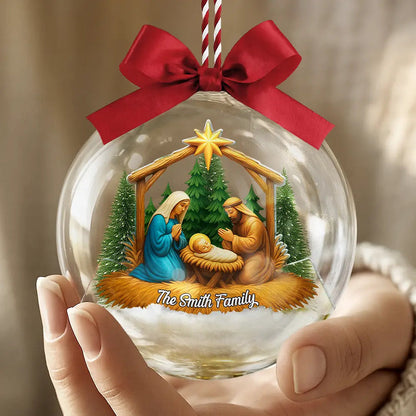We Believe Nativity Family - Personalized 3D Acrylic Ball Ornament