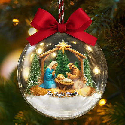 We Believe Nativity Family - Personalized 3D Acrylic Ball Ornament