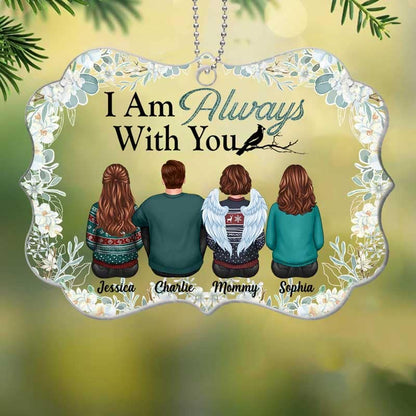 Family Memorial Green Floral Frame Personalized Acrylic Ornament