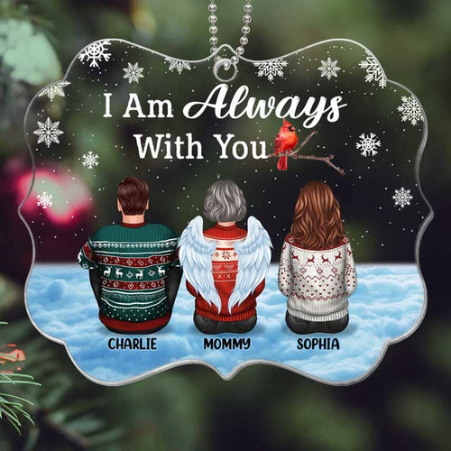 Family Back View Cardinal Memorial On Cloud Personalized Acrylic Ornament