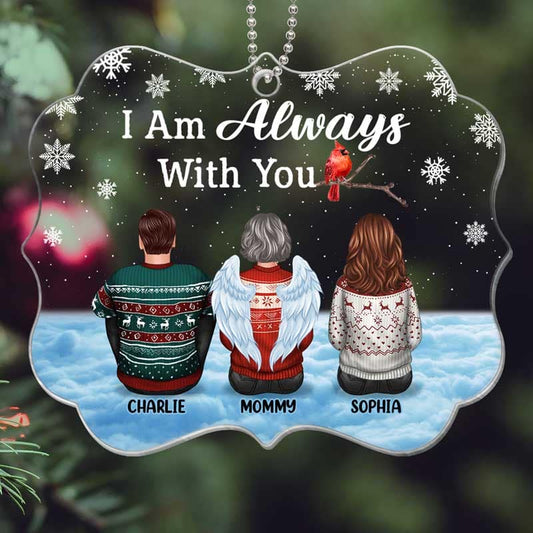 Family Back View Cardinal Memorial On Cloud Personalized Acrylic Ornament