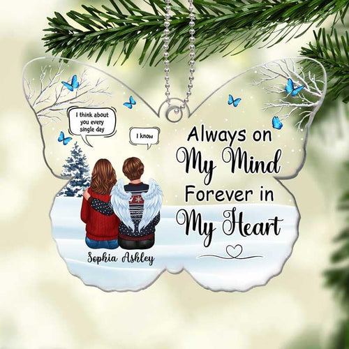 Family Memorial Conversation Butterfly Shape Personalized Acrylic Ornament