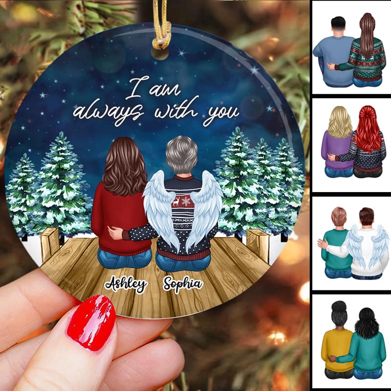 Always With You Family Christmas Night Memorial Personalized Circle Ornament