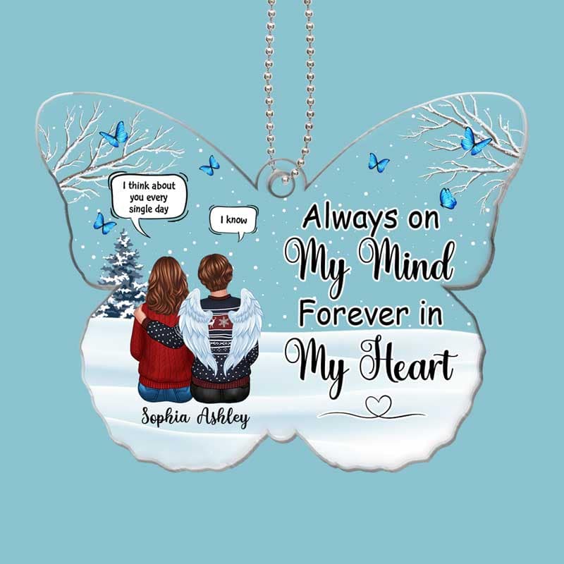 Family Memorial Conversation Butterfly Shape Personalized Acrylic Ornament