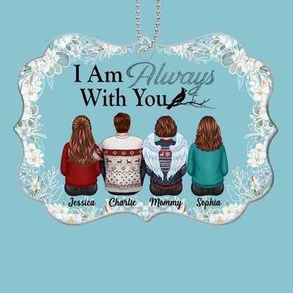 Family Memorial Green Floral Frame Personalized Acrylic Ornament