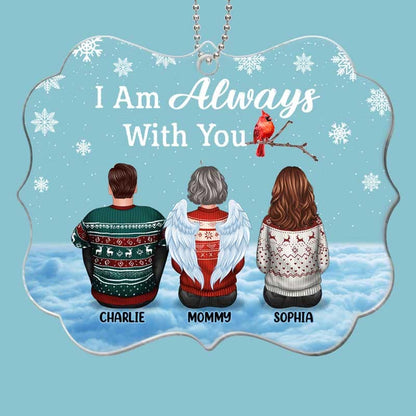 Family Back View Cardinal Memorial On Cloud Personalized Acrylic Ornament