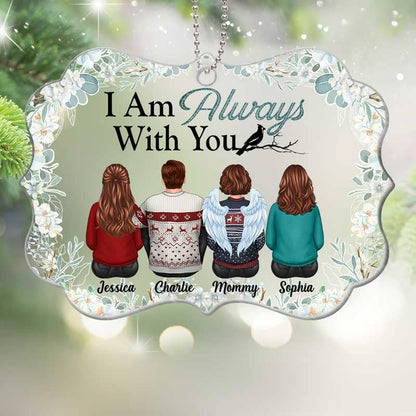 Family Memorial Green Floral Frame Personalized Acrylic Ornament