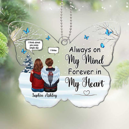 Family Memorial Conversation Butterfly Shape Personalized Acrylic Ornament