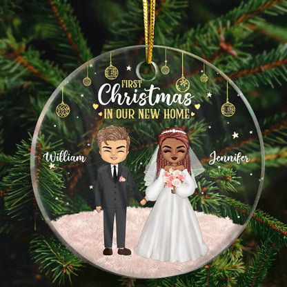 Wedding Couple First Christmas - Personalized Custom Circle Acrylic Ornament ornament The Next Custom Gift