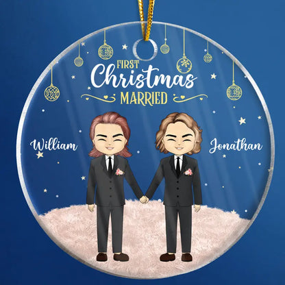 Wedding Couple First Christmas - Personalized Custom Circle Acrylic Ornament ornament The Next Custom Gift