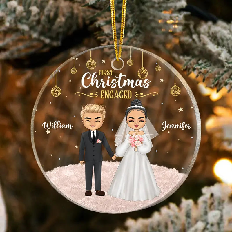 Wedding Couple First Christmas - Personalized Custom Circle Acrylic Ornament ornament The Next Custom Gift