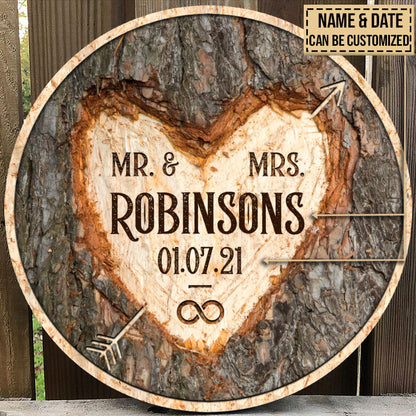 Wedding Mr & Mrs Forever Custom Wood Circle Sign