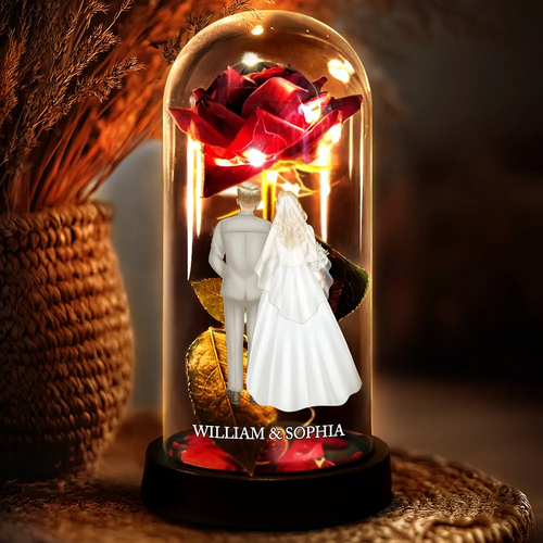 Wedding Couple - Personalized Everlasting Rose Dome Lamp