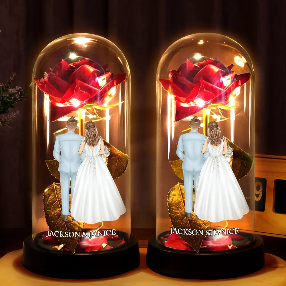 Wedding Couple - Personalized Everlasting Rose Dome Lamp
