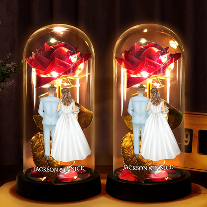 Wedding Couple - Personalized Everlasting Rose Dome Lamp
