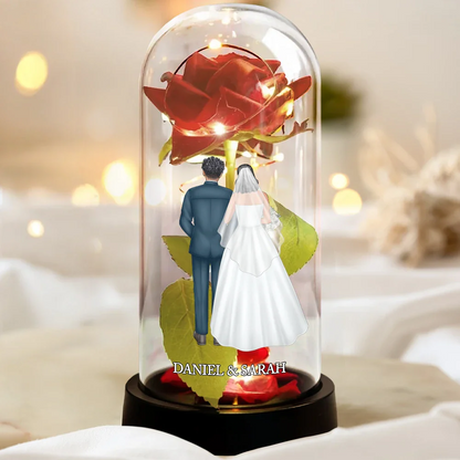 Wedding Couple - Personalized Everlasting Rose Dome Lamp
