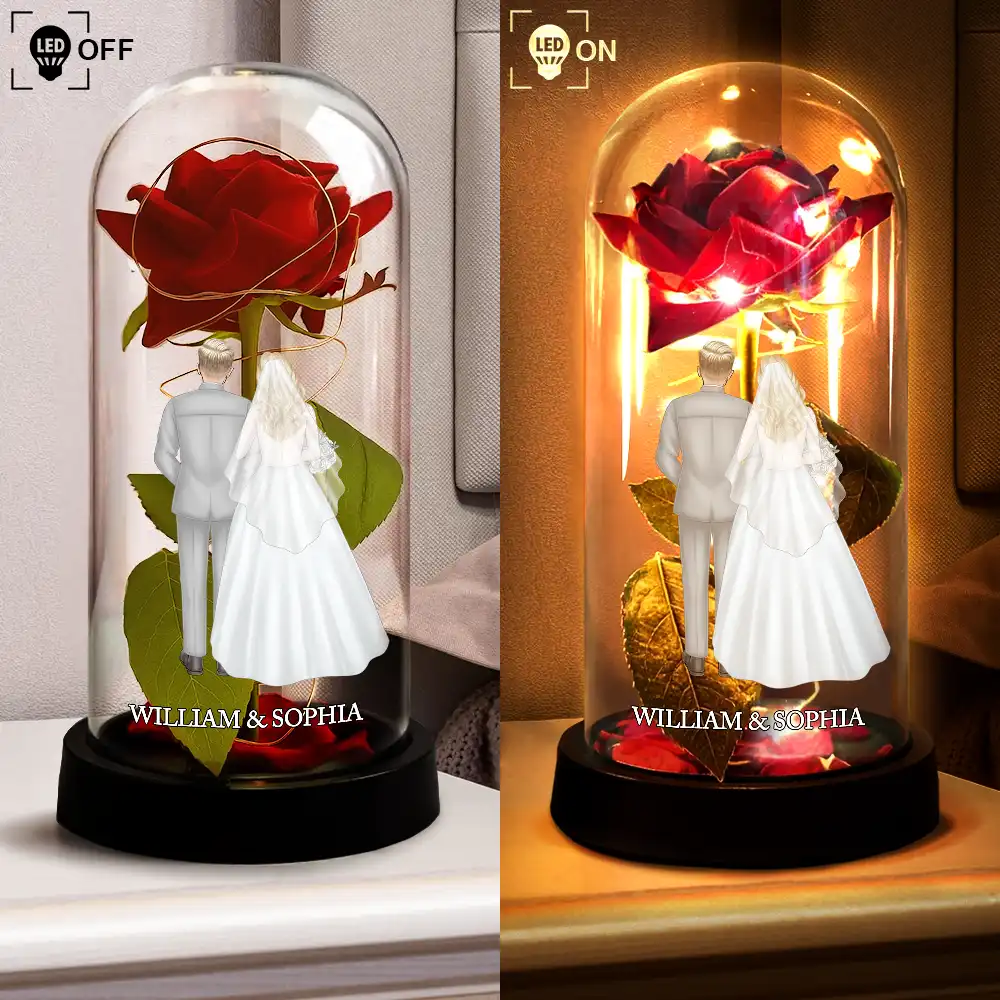 Wedding Couple - Personalized Everlasting Rose Dome Lamp