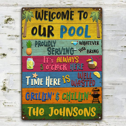 Welcome Grilling Chilling - Home Decor For Patio, Pool, Hot Tub, Deck, Shaverbahn, Bar - Personalized Custom Classic Metal Signs Metal Sign The Next Custom Gift