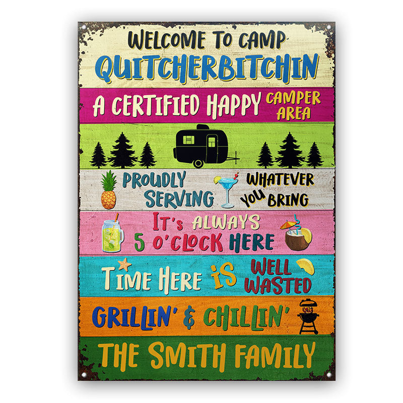 Welcome To Camp Proudly Serving Camping - Personalized Custom Classic Metal Signs