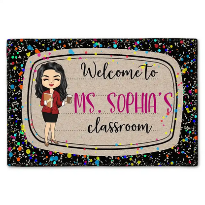 Welcome To Teacher's Classroom - Personalized Doormat Doormat The Next Custom Gift