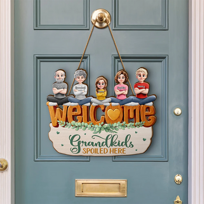Welcome Grandkids Spoiled Here Grandparents - Personalized Custom Shaped Wood Sign