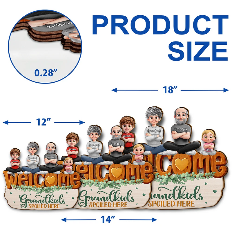 Welcome Grandkids Spoiled Here Grandparents - Personalized Custom Shaped Wood Sign