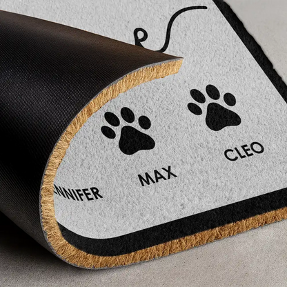 Welcome Family Heart Pawprints - Personalized Coconut Doormat