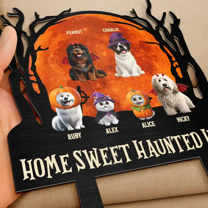 Welcome Foolish Mortals Dog Cat Halloween - Personalized Metal Garden Stake
