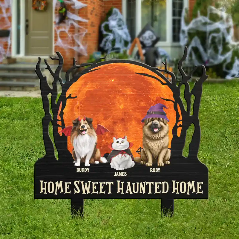 Welcome Foolish Mortals Dog Cat Halloween - Personalized Metal Garden Stake