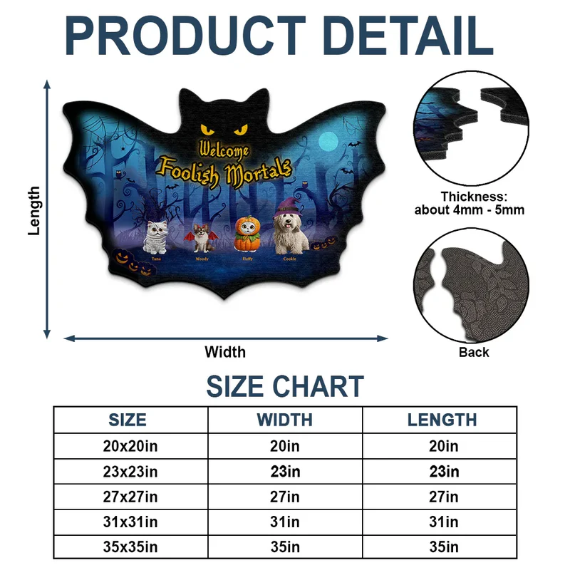 Welcome Foolish Mortals Pet Halloween - Personalized Custom Shaped Doormat