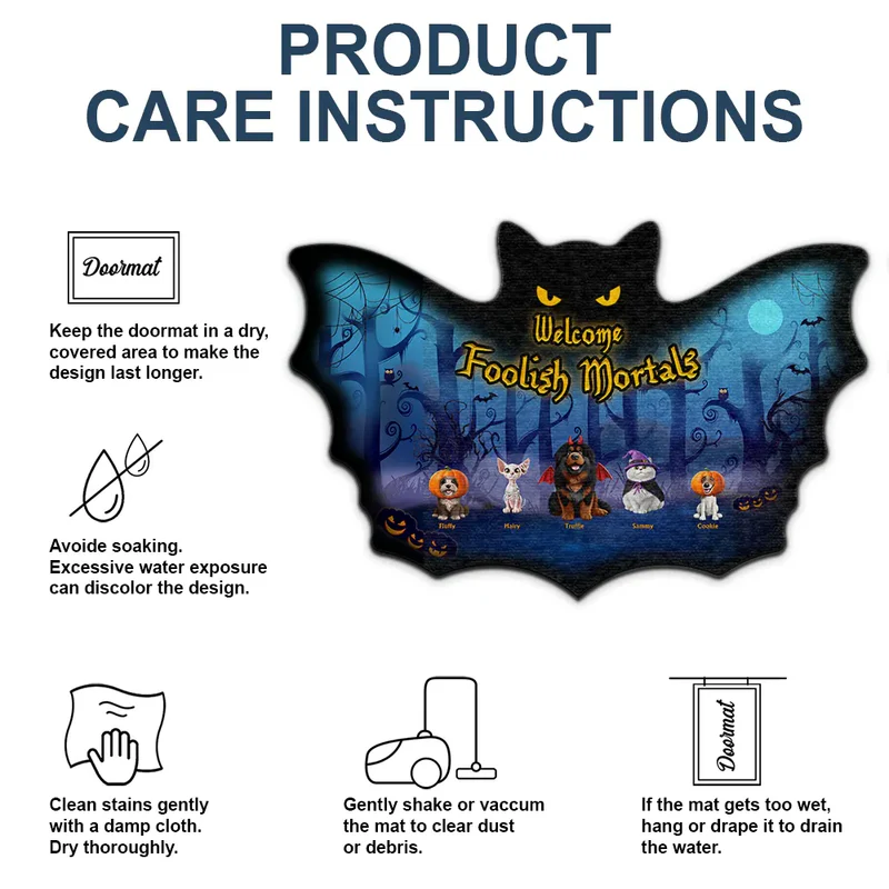 Welcome Foolish Mortals Pet Halloween - Personalized Custom Shaped Doormat